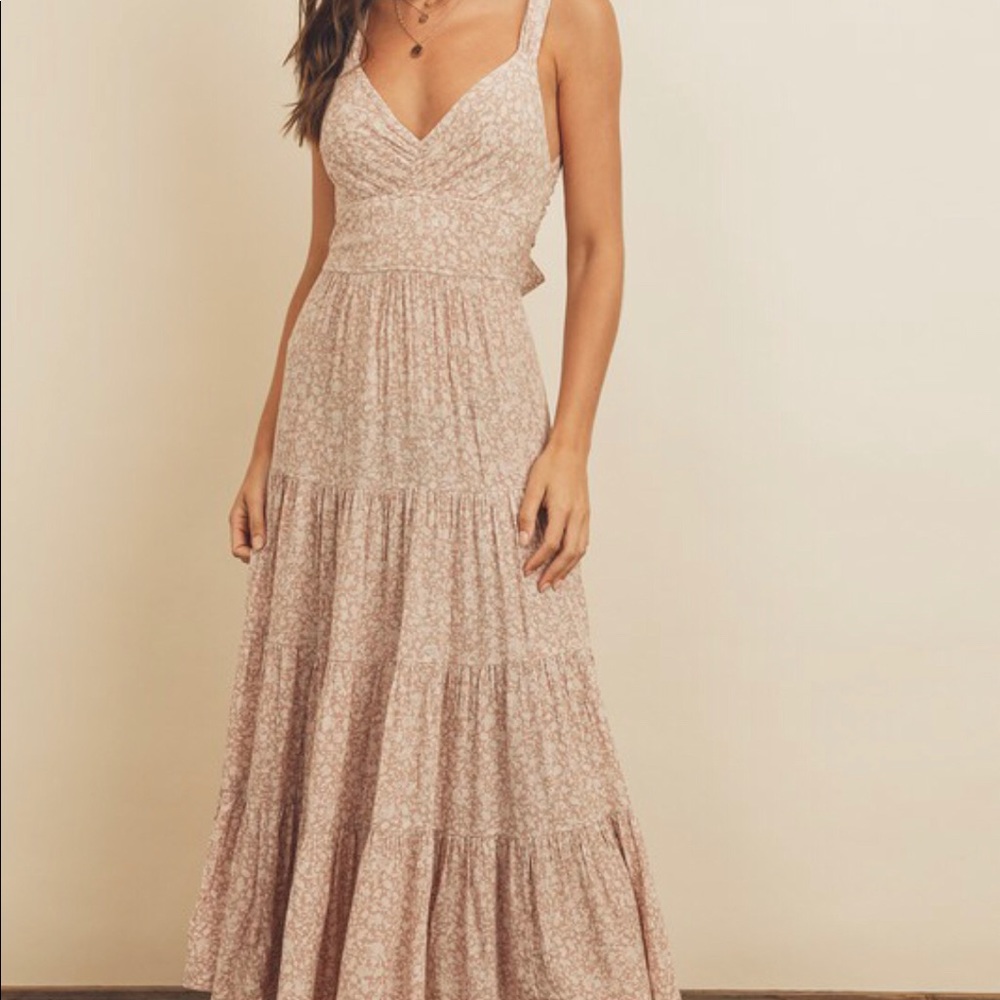 NWT Blush Floral Tie-Back Midi Dress - Picture 5 of 6